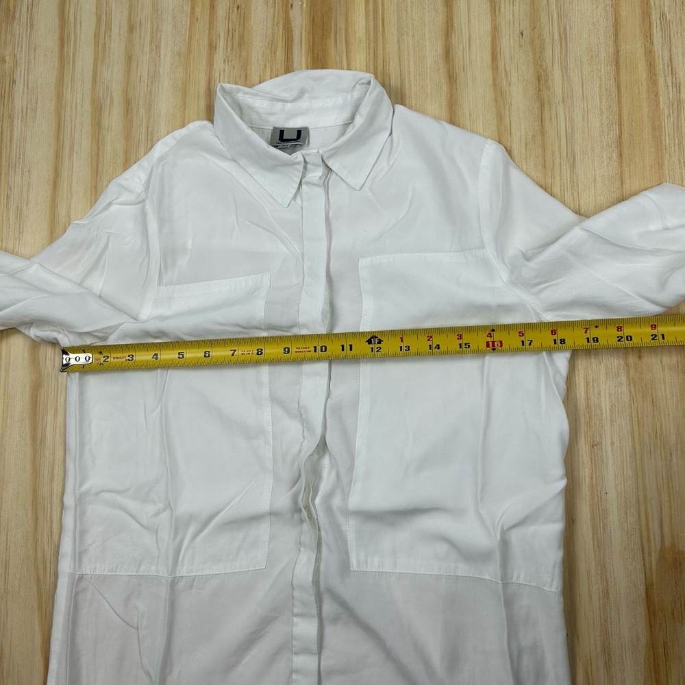 Adolfo Dominguez Solid Lightweight Long‎ Sleeve Button Up Shirt Women's 36 White - Picture 7 of 9